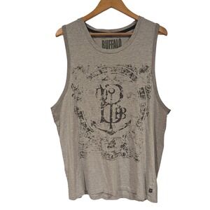 Buffalo David Bitton Mens Gray Graphic Anchor Tank Top XXL